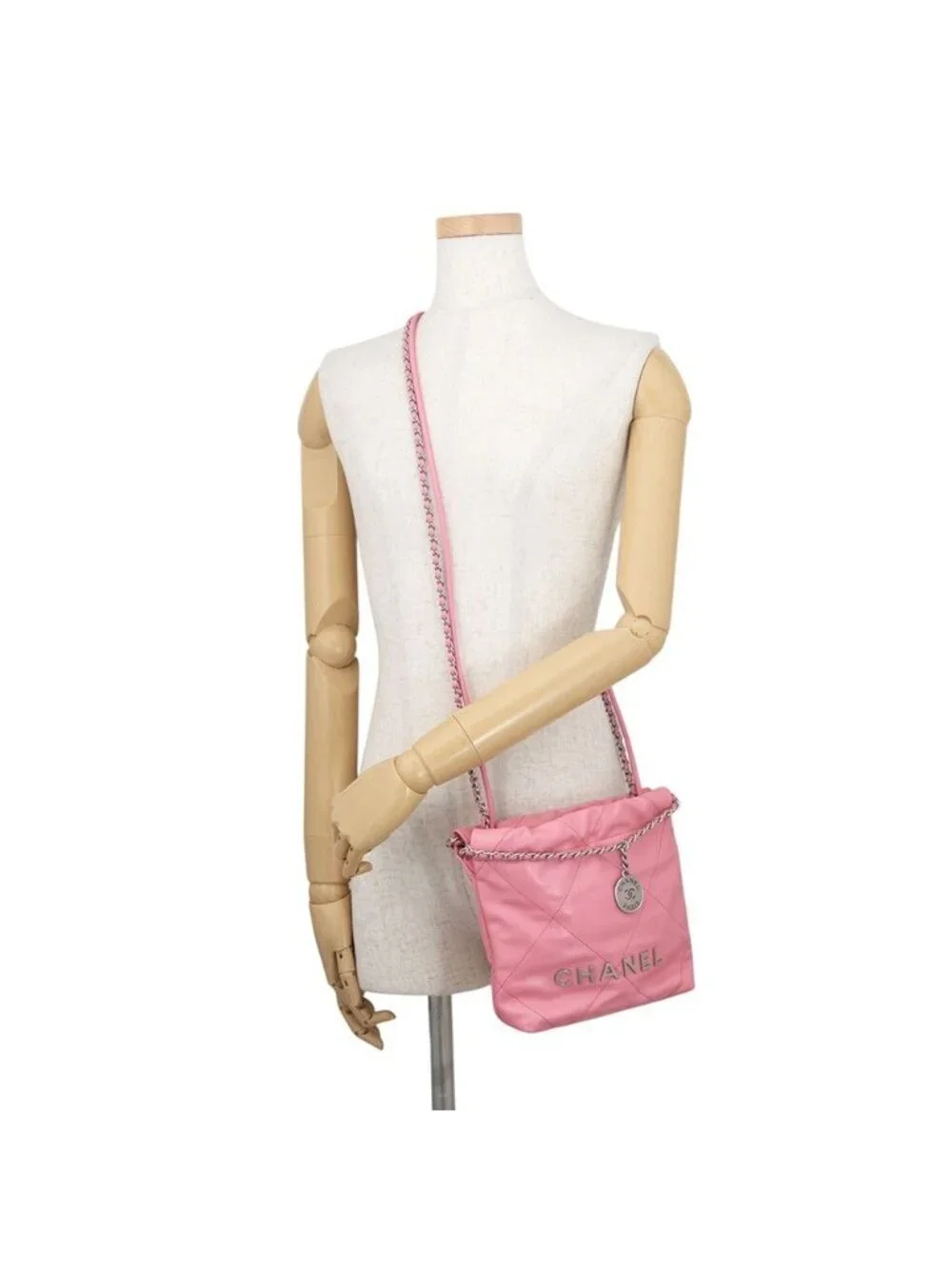 Chanel 22 Mini CC Logo Shiny Calfskin 2-Way Shoulder